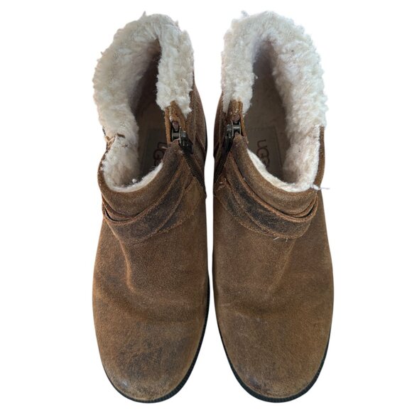 UGG Benson II waterproof ankle boot in brown leather buckle strap curly wool 6.5 - Picture 7 of 13